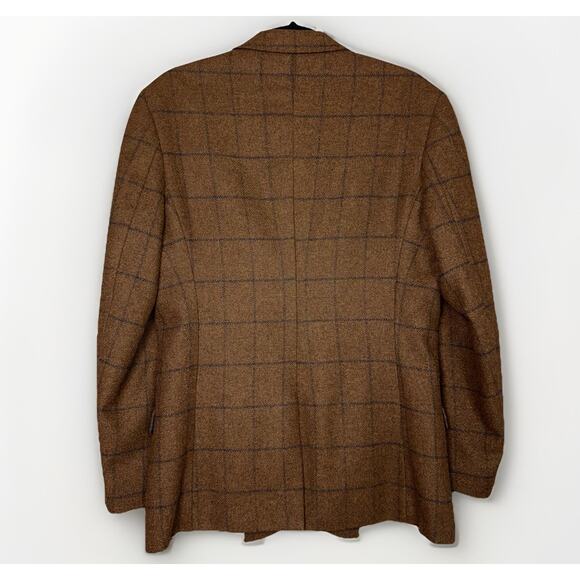 House of Cavani Wool Mix 38 Blazer Jacket Vest Waistcoat Brown Blue Plaid 2pc - Picture 3 of 13